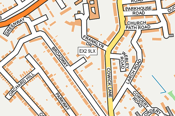 EX2 9LX map - OS OpenMap – Local (Ordnance Survey)