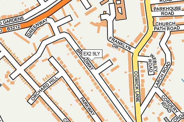 EX2 9LY map - OS OpenMap – Local (Ordnance Survey)