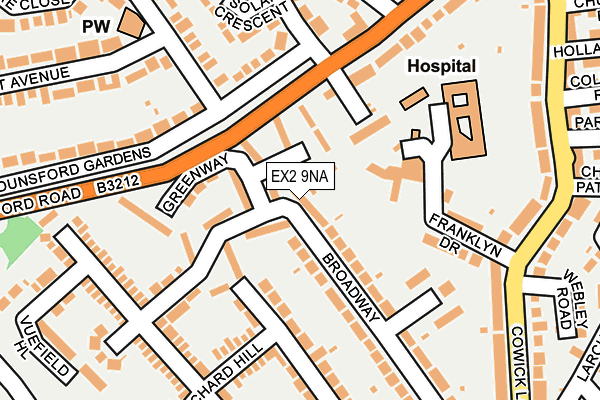 EX2 9NA map - OS OpenMap – Local (Ordnance Survey)