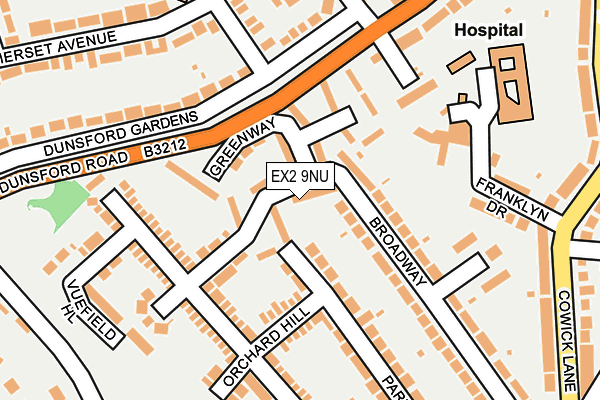 EX2 9NU map - OS OpenMap – Local (Ordnance Survey)