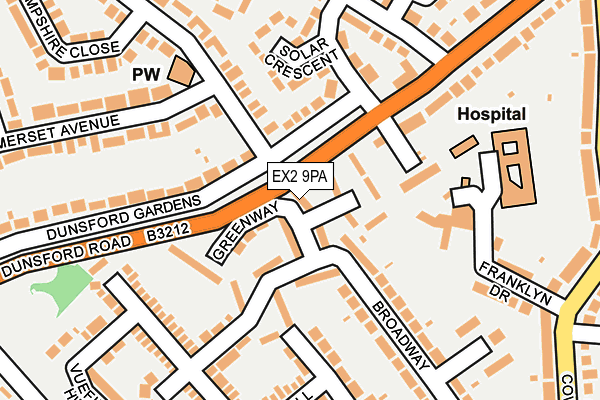 EX2 9PA map - OS OpenMap – Local (Ordnance Survey)