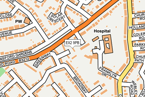 EX2 9PB map - OS OpenMap – Local (Ordnance Survey)