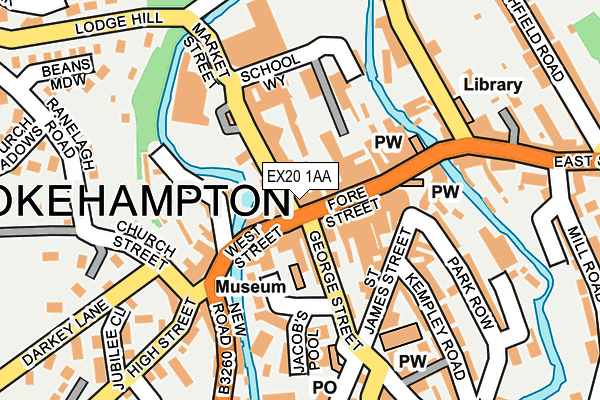 EX20 1AA map - OS OpenMap – Local (Ordnance Survey)