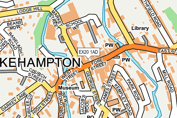 EX20 1AD map - OS OpenMap – Local (Ordnance Survey)