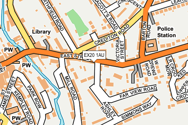 EX20 1AU map - OS OpenMap – Local (Ordnance Survey)