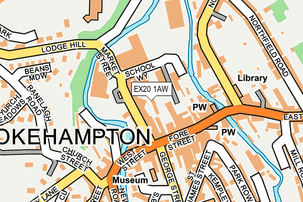 EX20 1AW map - OS OpenMap – Local (Ordnance Survey)