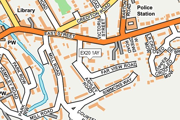 EX20 1AY map - OS OpenMap – Local (Ordnance Survey)