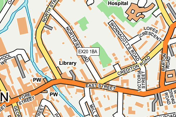 EX20 1BA map - OS OpenMap – Local (Ordnance Survey)