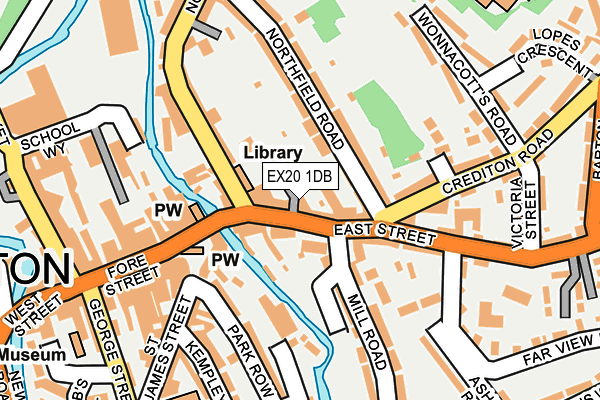 EX20 1DB map - OS OpenMap – Local (Ordnance Survey)