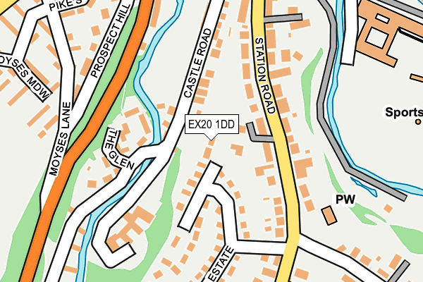 EX20 1DD map - OS OpenMap – Local (Ordnance Survey)