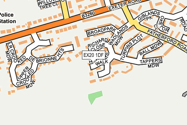 EX20 1DF map - OS OpenMap – Local (Ordnance Survey)