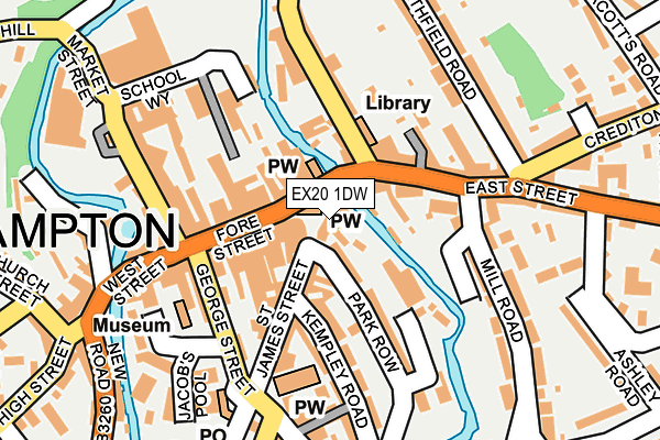 EX20 1DW map - OS OpenMap – Local (Ordnance Survey)