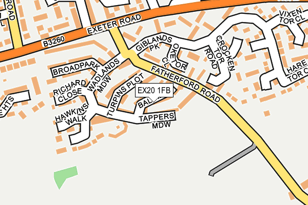 EX20 1FB map - OS OpenMap – Local (Ordnance Survey)