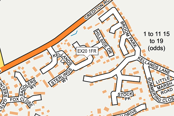 EX20 1FR map - OS OpenMap – Local (Ordnance Survey)