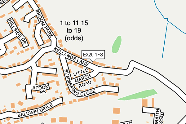 EX20 1FS map - OS OpenMap – Local (Ordnance Survey)