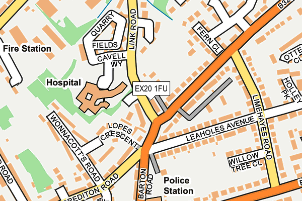 EX20 1FU map - OS OpenMap – Local (Ordnance Survey)