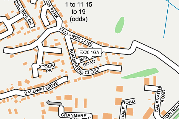EX20 1GA map - OS OpenMap – Local (Ordnance Survey)