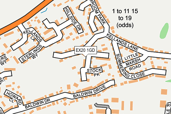 EX20 1GD map - OS OpenMap – Local (Ordnance Survey)