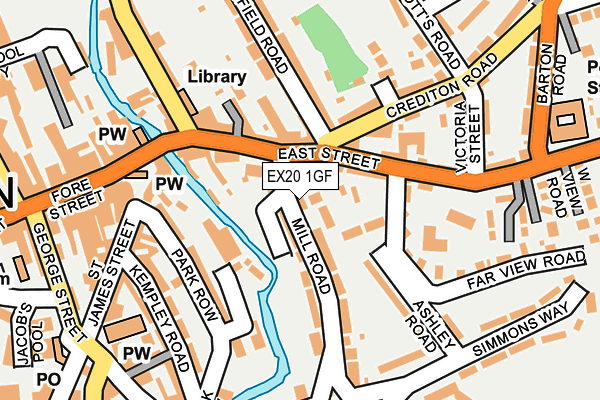 EX20 1GF map - OS OpenMap – Local (Ordnance Survey)