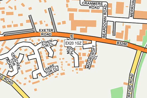 EX20 1GZ map - OS OpenMap – Local (Ordnance Survey)
