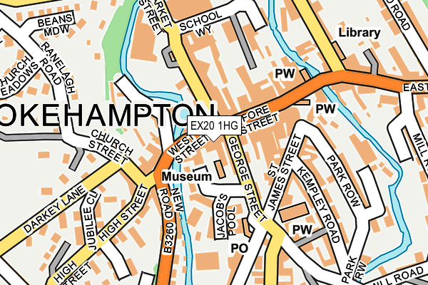 EX20 1HG map - OS OpenMap – Local (Ordnance Survey)