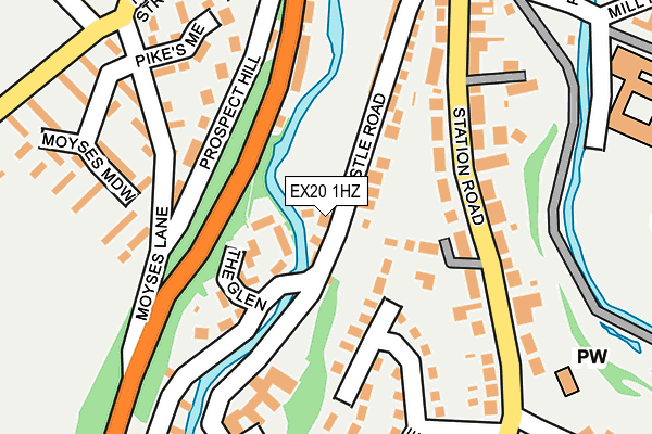 EX20 1HZ map - OS OpenMap – Local (Ordnance Survey)