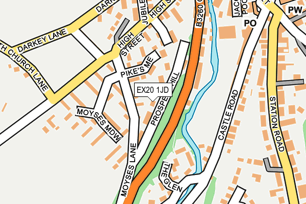 EX20 1JD map - OS OpenMap – Local (Ordnance Survey)