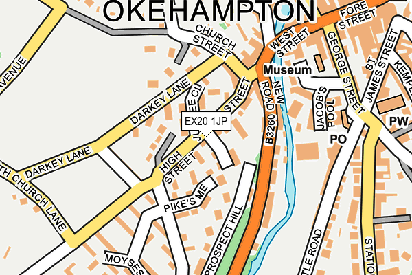 EX20 1JP map - OS OpenMap – Local (Ordnance Survey)