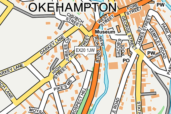 EX20 1JW map - OS OpenMap – Local (Ordnance Survey)