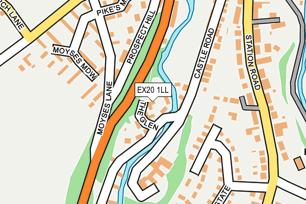 EX20 1LL map - OS OpenMap – Local (Ordnance Survey)