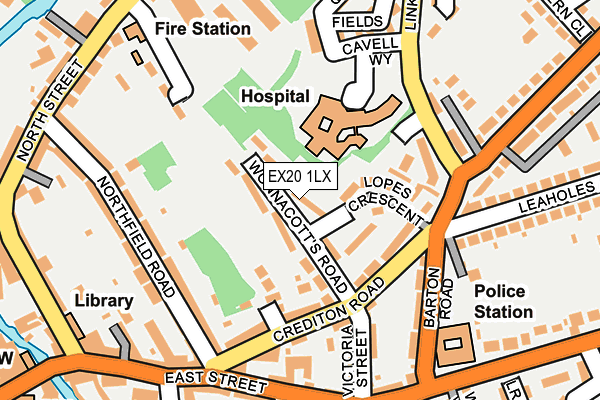 EX20 1LX map - OS OpenMap – Local (Ordnance Survey)