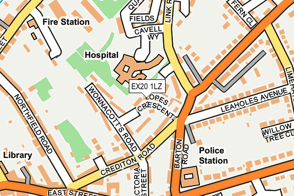 EX20 1LZ map - OS OpenMap – Local (Ordnance Survey)