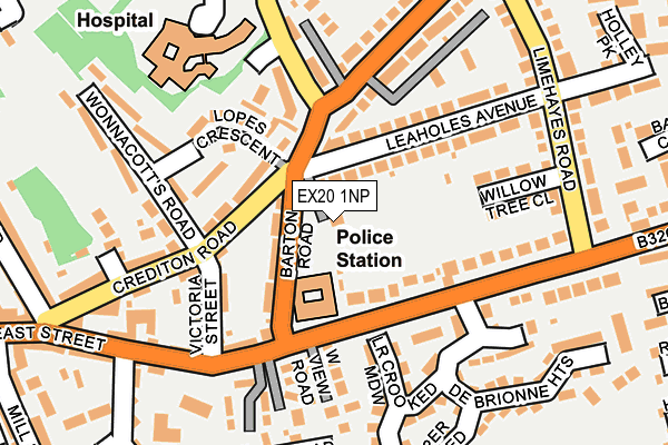 EX20 1NP map - OS OpenMap – Local (Ordnance Survey)