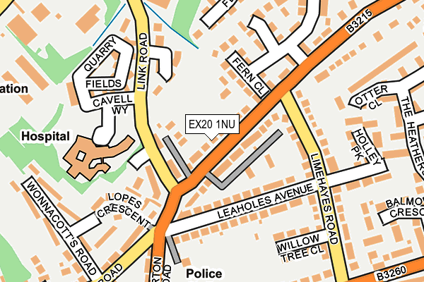 EX20 1NU map - OS OpenMap – Local (Ordnance Survey)