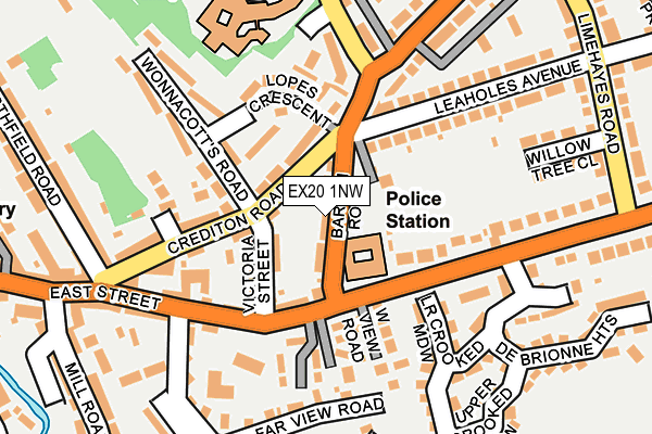 EX20 1NW map - OS OpenMap – Local (Ordnance Survey)