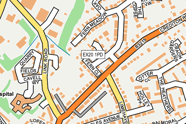EX20 1PD map - OS OpenMap – Local (Ordnance Survey)