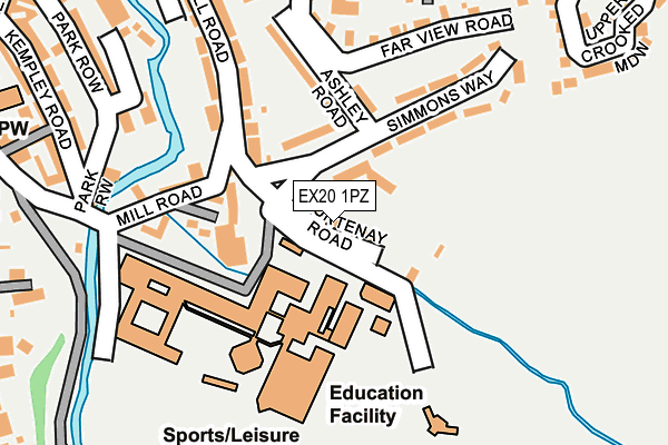 EX20 1PZ map - OS OpenMap – Local (Ordnance Survey)