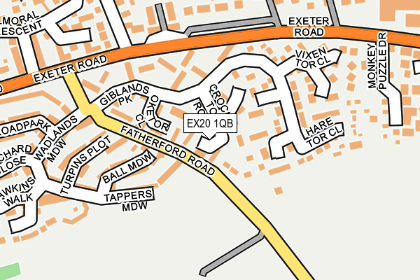 EX20 1QB map - OS OpenMap – Local (Ordnance Survey)