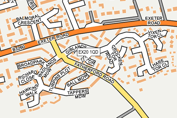 EX20 1QD map - OS OpenMap – Local (Ordnance Survey)