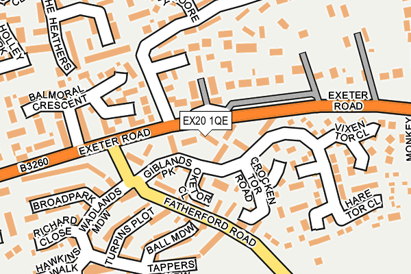 EX20 1QE map - OS OpenMap – Local (Ordnance Survey)