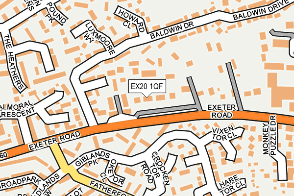 EX20 1QF map - OS OpenMap – Local (Ordnance Survey)