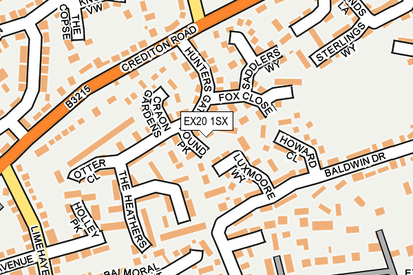 EX20 1SX map - OS OpenMap – Local (Ordnance Survey)