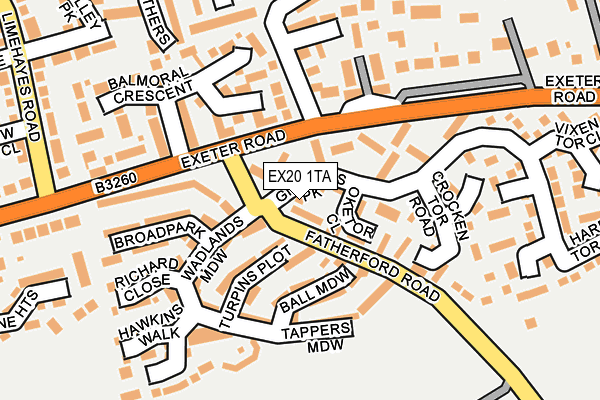 EX20 1TA map - OS OpenMap – Local (Ordnance Survey)