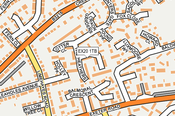EX20 1TB map - OS OpenMap – Local (Ordnance Survey)