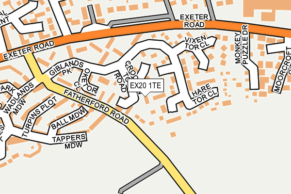 EX20 1TE map - OS OpenMap – Local (Ordnance Survey)