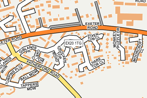 EX20 1TG map - OS OpenMap – Local (Ordnance Survey)