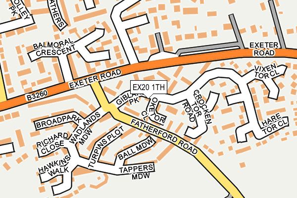 EX20 1TH map - OS OpenMap – Local (Ordnance Survey)