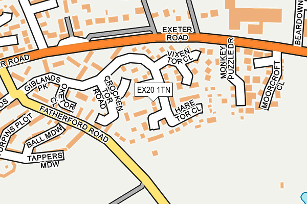 EX20 1TN map - OS OpenMap – Local (Ordnance Survey)