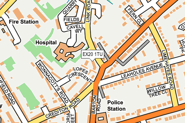 EX20 1TU map - OS OpenMap – Local (Ordnance Survey)