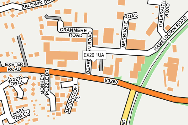 EX20 1UA map - OS OpenMap – Local (Ordnance Survey)